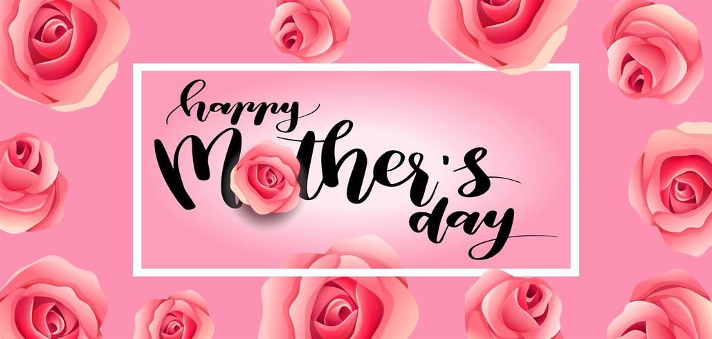 mothers day greeting card. happy mother s day elegant calligraphy banner lettering vector text in frame background.