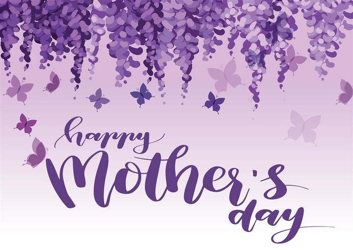 Tarjeta de felicitación del día de la madre. Feliz día de la madre s caligrafía elegante banner letras texto vector en el marco de fondo.