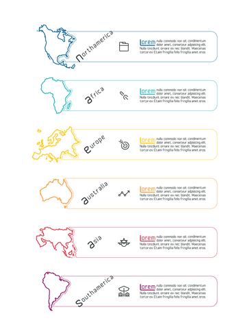 Infografía continental de información sobre gráficos vectoriales. vector