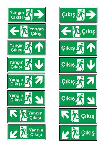 Turkish signage models, hazard sign, prohibited sign, occupational safety and health signs, warning signboard, fire emergency sign. for sticker, posters, and other material printing. easy to modify. vector. vector