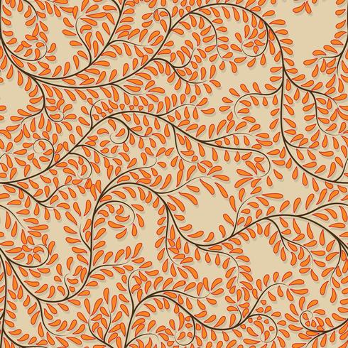Seamless orange floral background on vector illustration.