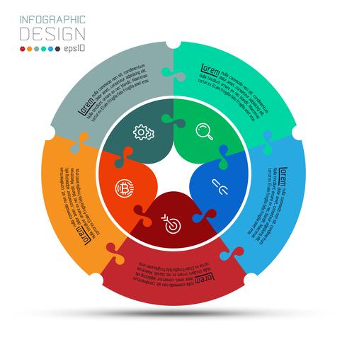 Business circle labels shape infographic groups bar. vector