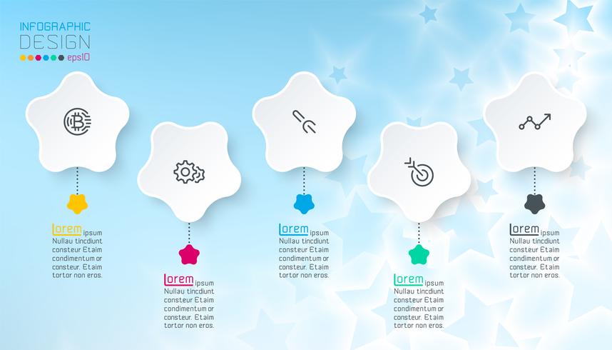 White star infographics with blue abstract background vector