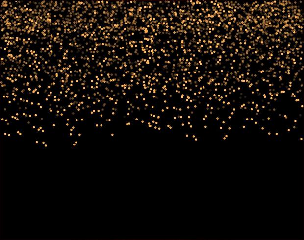 cascadas brillo dorado brillo burbujas burbujas partículas estrellas fondo negro feliz año nuevo concepto de vacaciones. vector