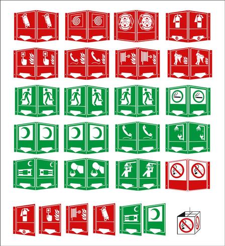  set of mandatory sign, hazard sign, prohibited sign, occupational safety and health signs, warning signboard, fire emergency sign. for sticker, posters, and other material printing. easy to modify. vector. vector