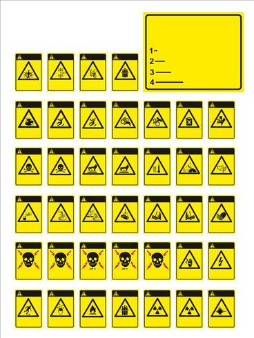  set of mandatory sign, hazard sign, prohibited sign, occupational safety and health signs, warning signboard, fire emergency sign. for sticker, posters, and other material printing. easy to modify. vector. vector