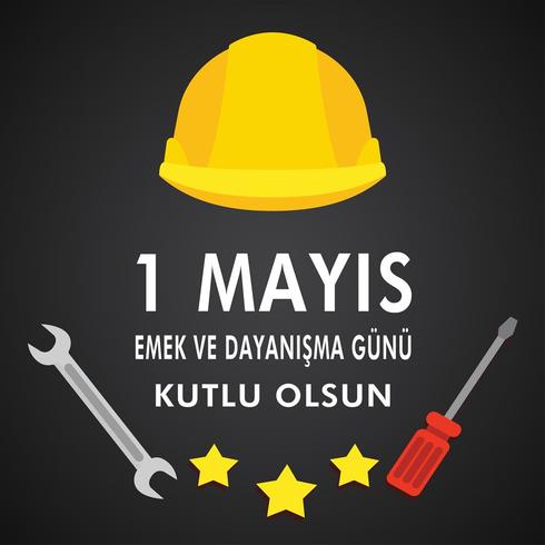 1 may labour day postervector. Turkish holiday on May Day is a day of work and solidarity. Translation from Turkish a day of work and solidarity. vector