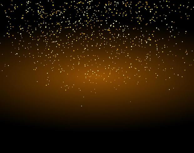 cascadas brillo dorado brillo burbujas burbujas partículas estrellas fondo negro feliz año nuevo concepto de vacaciones. vector