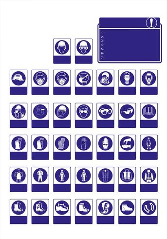  set of mandatory sign, hazard sign, prohibited sign, occupational safety and health signs, warning signboard, fire emergency sign. for sticker, posters, and other material printing. easy to modify. vector. vector