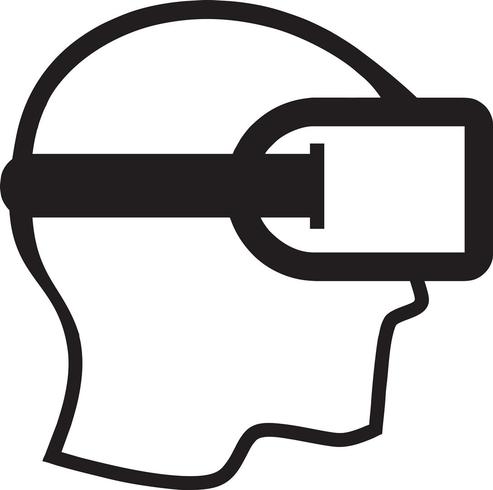man wearing virtual reality headset abstract vr world with lines vector illustration.