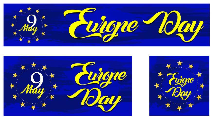 Europe Day. Annual public holiday in May. Is the name of two annual observance days - 5 May by the Council of Europe and 9 May by the European Union. Poster, card, banner and background. Vector - Vektör