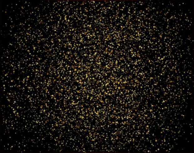 cascadas brillo dorado brillo burbujas burbujas partículas estrellas fondo negro feliz año nuevo concepto de vacaciones. vector