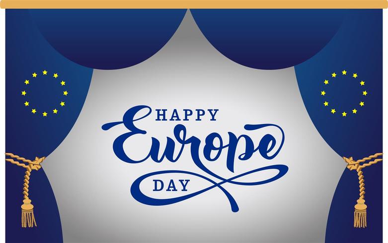 Día de Europa. Día festivo anual en mayo. Es el nombre de dos días anuales de observancia: el 5 de mayo por el Consejo de Europa y el 9 de mayo por la Unión Europea. Cartel, tarjeta, banner y fondo. Foto de archivo - Vektör vector