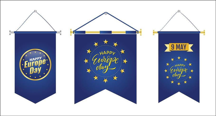 Europe Day. Annual public holiday in May. Is the name of two annual observance days - 5 May by the Council of Europe and 9 May by the European Union. Poster, card, banner and background. Vector - Vektör