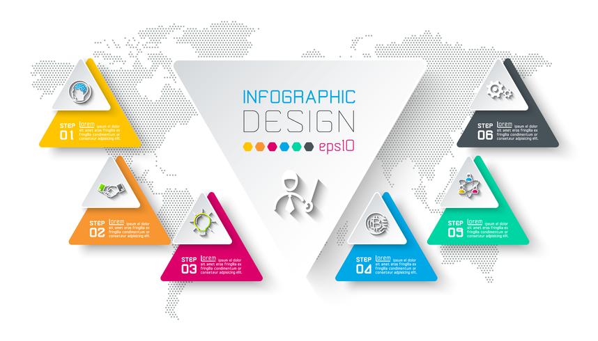 Business infographic with 6 steps. vector