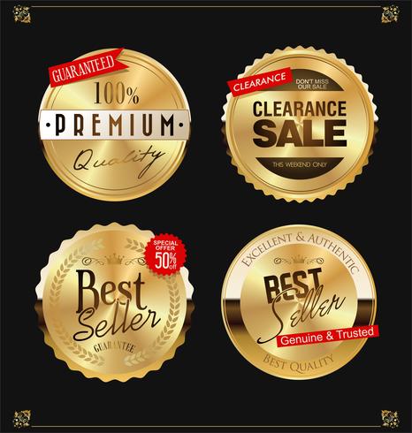 Luxury premium golden badges and labels vector