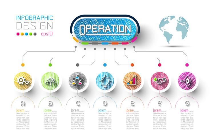 Infografía de negocios con 7 pasos. vector