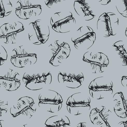 Coffee seed seamless background. vector