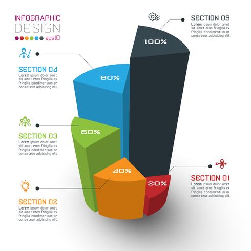 Colorful isometric cylinders of infographics. vector