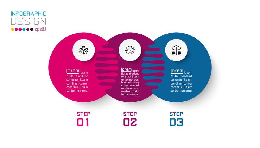 Tres infografías de círculo armonioso. vector