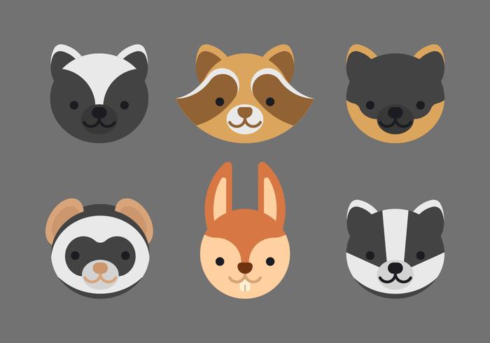 Conjunto de caras de animales vector