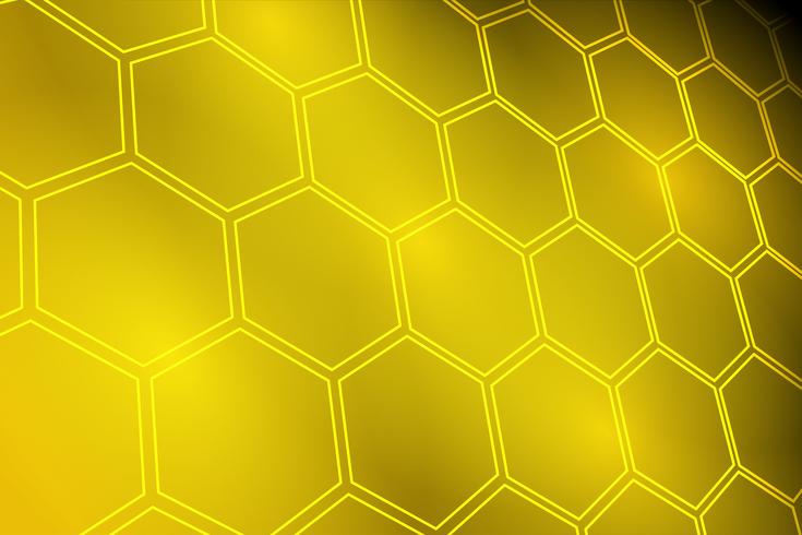 Fondo de hexágono amarillo dorado brillante vector