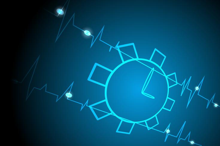 Clock light line life blue background vector