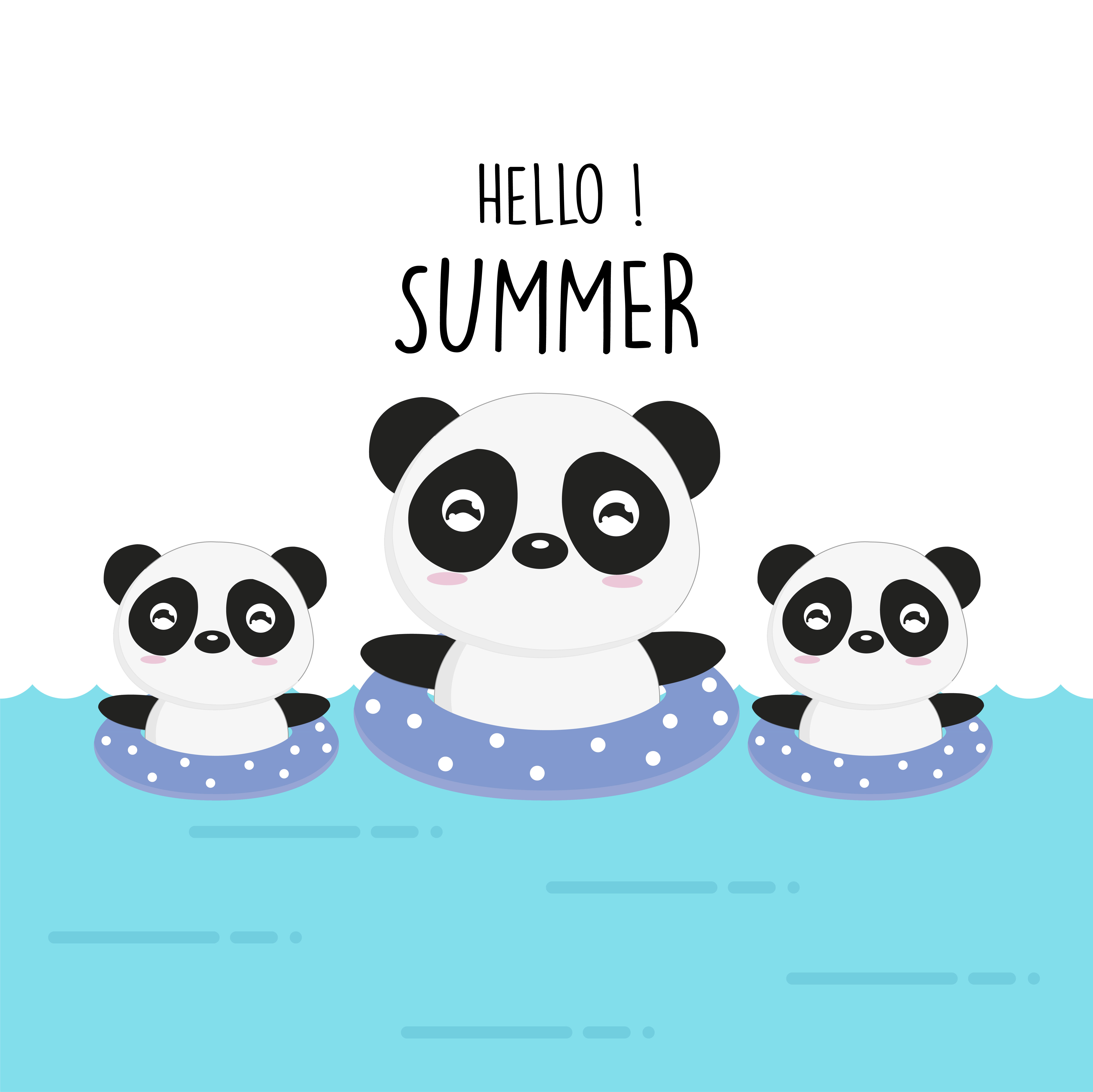 Hello summer cute panda cartoon. 562885 Vector Art at Vecteezy