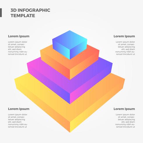 Flat 3D Pyramid Infographic Vector 