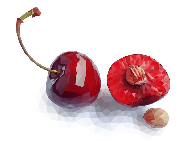 Vector art of red polygon cherry