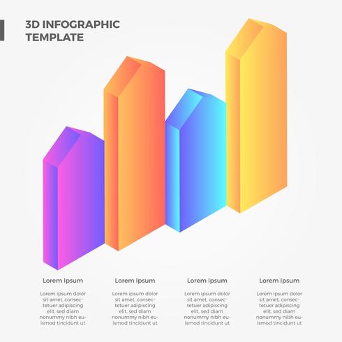 Plano 3d flecha barra infografía vector colección