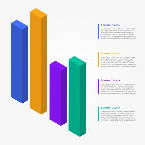 Flat 3D Bar Infographic Vector Collection