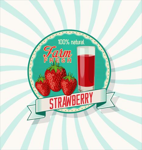 Fresh strawberry and juice glass background vector