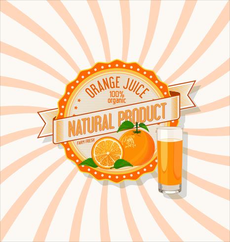 Jugo de naranja y rodajas de fondo naranja vector