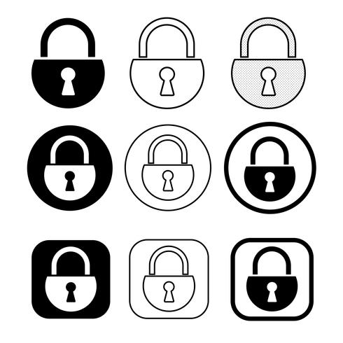 Set of simple sign Lock icon vector