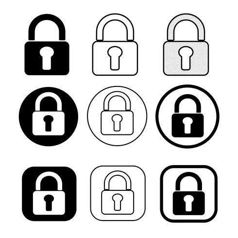 Set of simple sign Lock icon vector