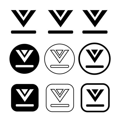 set of simple sign download icon vector