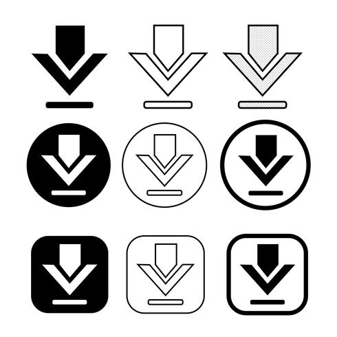 conjunto de icono de descarga de signo simple vector