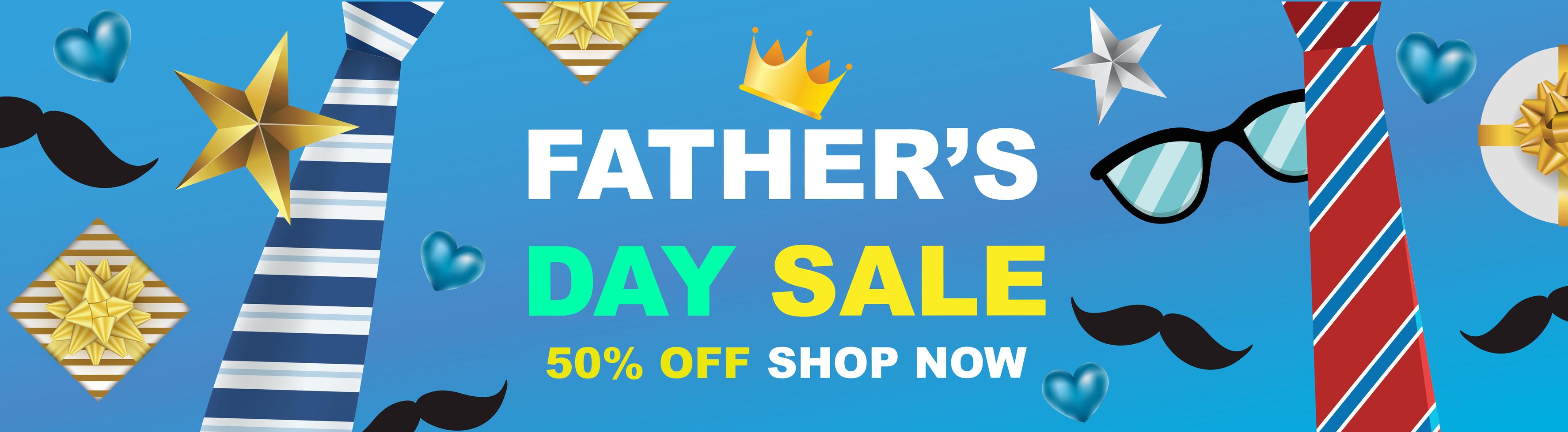 fathers day sale vector sale promotion poster or banner with open gift