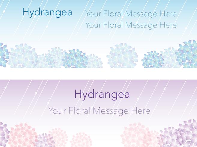 Set of two seamless framesbackgrounds with hydrangeas. vector