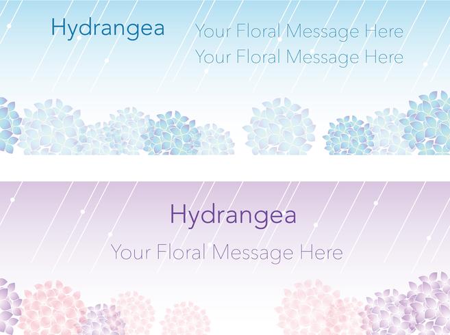 Set of two seamless frames/backgrounds with hydrangeas.