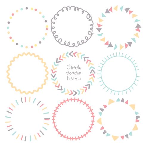 Set Of Colorful Doodle Borders Circle Frame Decorative Round Frames Vector Illustration Download Free Vectors Clipart Graphics Vector Art