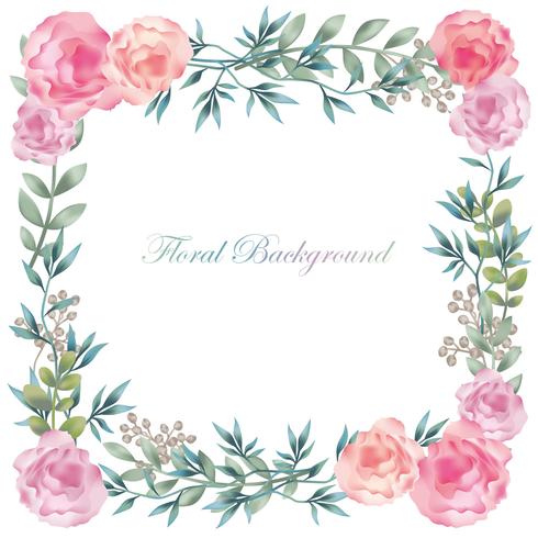 Watercolor square flower framebackground with text space. vector