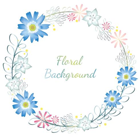 Watercolor flower framebackground with text space. vector