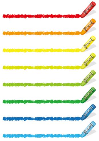 Set of colorful crayon design elements isolated on a white background. vector