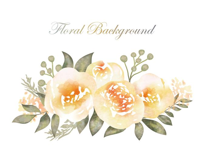 Watercolor flower background with text space. vector