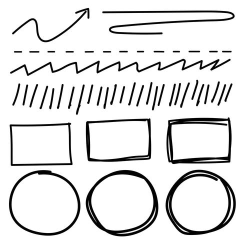 Vector set of line grunge brushes textures. Handmade Vector Illustration.	