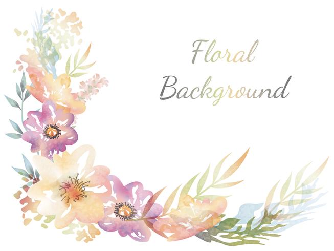 Watercolor flower background with text space vector