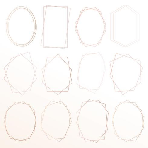 Set of geometric pink gold frame, Decorative element for wedding card, Invitations and logo. Vector illustration.