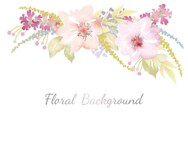 Watercolor floral background with text space. vector